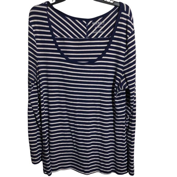 Old Navy Women's Blue Stripe Stretch Crew Neck Long Sleeves Henley Shirt Small - Picture 1 of 8